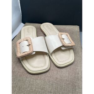 Cristina Francini Genuine Leather Sandals Cream Inez Buckle Size 8 Italian